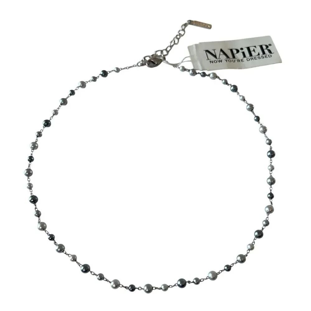 Napier NWT Silver Ball Beaded Chain Link Necklace